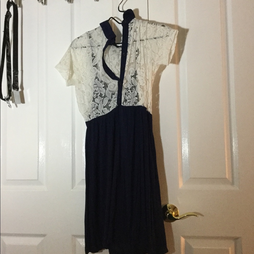 Navy blue / White Dress with built in tank top